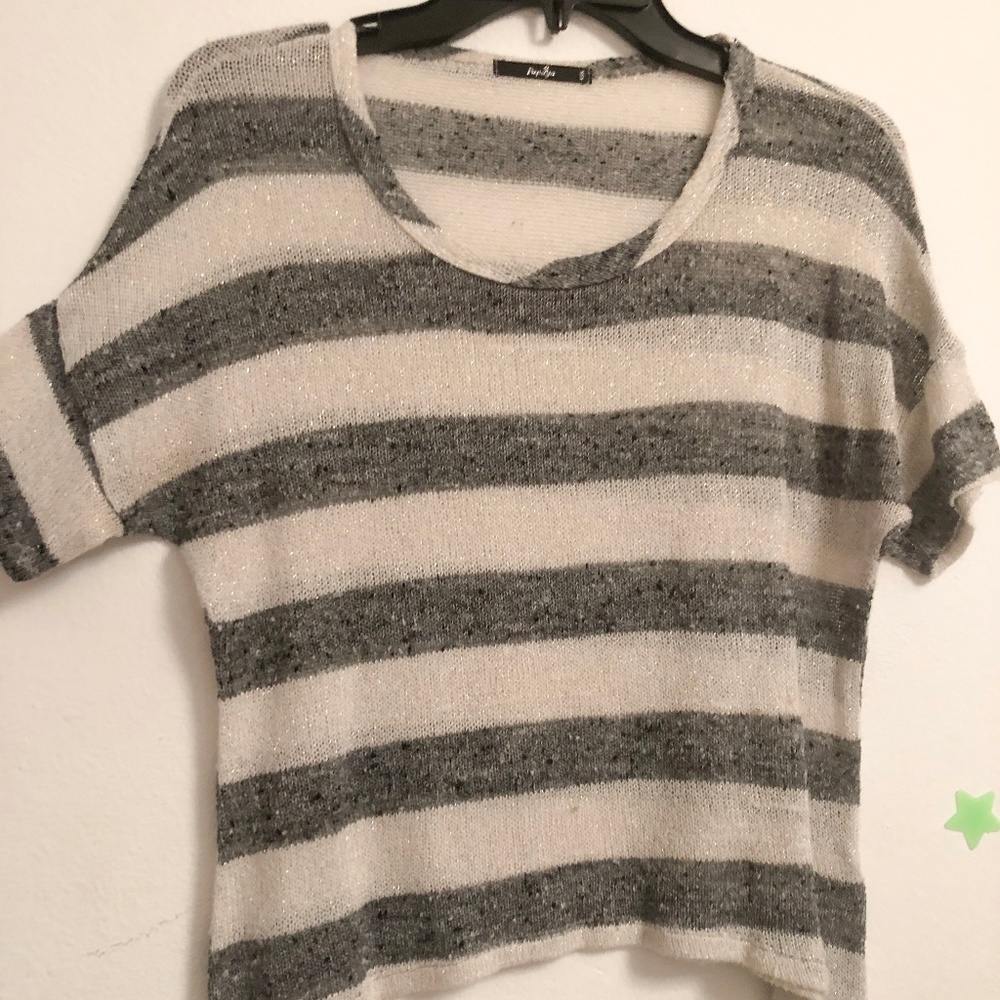 gray striped top